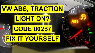 VW ABS Traction Control Light On  00287 Fault Code etc  Fix It Yourself [upl. by Eniger]