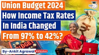 From 97 To 42  How Tax Rates for Individuals Changed Budget 2024  Economy  UPSC [upl. by Yttap]