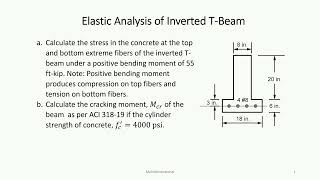 CONC101103110 Elastic Analysis of Uncracked Inverted Reinforced Concrete TBeam [upl. by Mcmahon]