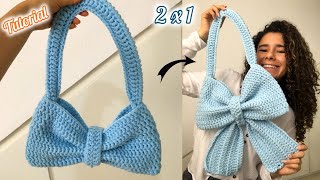 Tutorial de Bolso Lazo Tejido a crochet  Comparte con Amigos [upl. by Ttekcirc913]