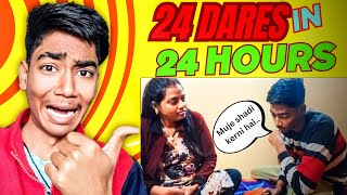 24 DARES IN 24 HOURS CHALLENGE  😵‍💫😱😱 [upl. by Nallac]