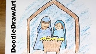 Drawing How To Draw a Cartoon Nativity Scene [upl. by Ainnet]