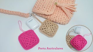 Estuche Para Auriculares a Crochet  Granny Square  Porta Airpods  Case  Para principiantes [upl. by Aiela]