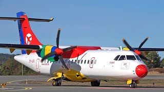 DAT ATR42 returns to Stord airport  April 2021 [upl. by Adnorhs262]