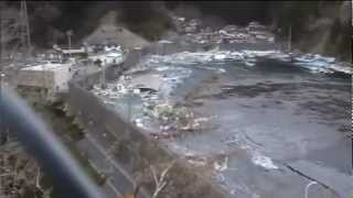 Tenmeter seawall breached and destroyed by tsunami [upl. by Bayly270]