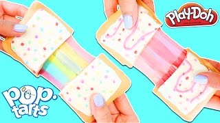 How To Make PLAY DOH POP TARTS With Rainbow Slime Fillings [upl. by Kanya]