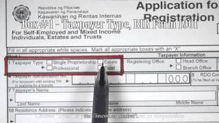 Box1  Taxpayer Type BIR Form 1901 [upl. by Vaenfila692]