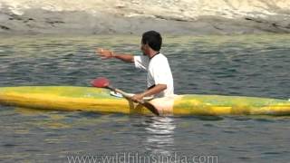 Man rowing the boat on the river Beas [upl. by Nairred]