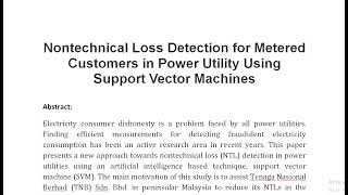 Nontechnical Loss Detection for Metered Customers in Power Utility Using Support Vector Machines [upl. by Jedidiah26]