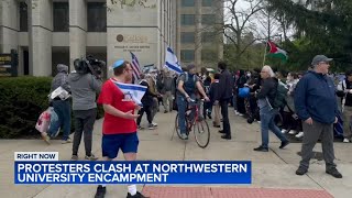 Israel supporters show up at proPalestinian encampment at Northwestern resulting in standoff [upl. by Richia29]