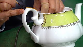 Process of Making Teapot and Teacup with Elaborate Handwork 80 Year Old Korean Ceramic Factory [upl. by Grobe931]