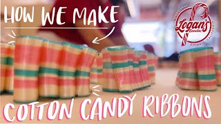 How We Make Cotton Candy Ribbon Candies the Old Fashioned Way by Hand 🍭  Logans Candies [upl. by Ttej]