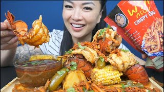 SEAFOOD BOIL ASMR EATING SOUNDS NO TALKING  SASASMR [upl. by Etneciv]