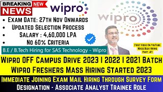 Wipro OFF Campus Recruitment Drive 2023  2022  2021 Batch  Wipro Fresher Mass Hiring  Wipro Jobs [upl. by Crabb705]