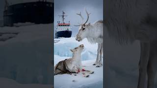 A mother reindeer pleads with a sailor her eyes filled with hope to free her baby tangled in a net [upl. by Delogu482]