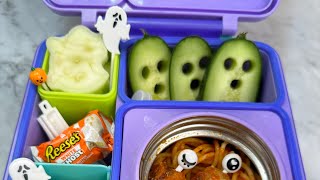 Lonchera escolar para Danna de fantasma 👻 espagueti 🍝 con albóndigas halloween lunchideas mom [upl. by Enyawd]