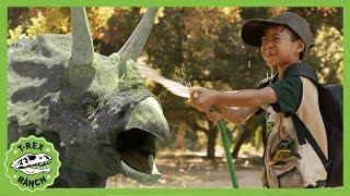 Giant Dinosaur Adventure Park Rangers Look For Water On TRex Ranch Triceratops Dinosaurs For Kids [upl. by Locke]