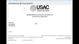 Generar Constancia de Inscripción Reingreso 2023 USAC  NYSM [upl. by Mihar621]