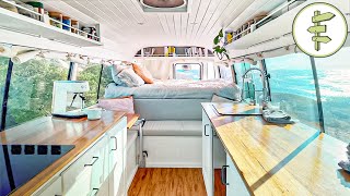 Mini Bus Converted into Amazing OffGrid Tiny House  Full Tour [upl. by Sindee]