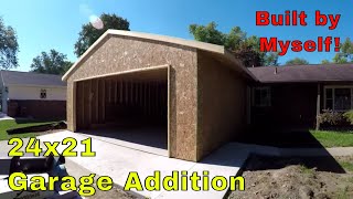 Solo Garage Build  Addition With Detailed Roof TieIn  MY DIY [upl. by Herculie]