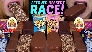 ASMR LEFTOVER DESSERT RACE BIG CHOCOLATE ICE CREAM BARS YANYAN CREAM CUPS NUTELLA CAKE BARS 먹방 [upl. by Iddet]