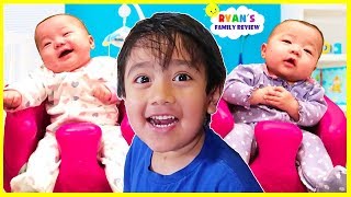 Reacting to Twin Babies Emma and Kate first year with Ryans Family Review [upl. by Dranoel]