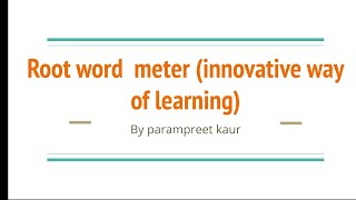 ROOT WORD  METER INNOVATIVE WAY OF LEARNING [upl. by Oehsen]