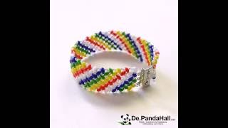 Wie fertiegt man handgemacht Armband mit Regenbogen 2 Loch Rocailles Perlen [upl. by Assilana871]