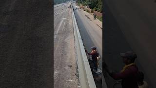 Crash Barrier Laying Bharatmala Road Project SP15 Wirtgen [upl. by Issiah]