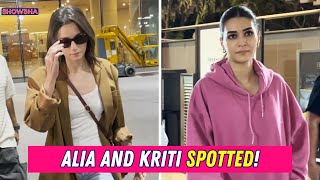 Bollywood Divas Alia Bhatt amp Kriti Sanon Keep It Casual As They Return To Mumbai I WATCH [upl. by Shellans]