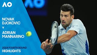 Novak Djokovic v Adrian Mannarino Highlights  Australian Open 2024 Fourth Round [upl. by Ottavia]