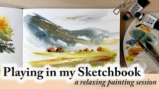 A Peaceful Sketchbook Painting Session in Watercolour  Sketch and Play  Loose Expressive Style [upl. by Bradly]