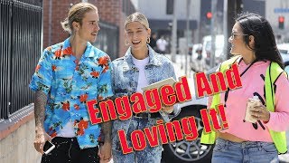 EXCLUSIVE  Justin Bieber And Hailey Baldwin Give The Sweetest Interview To Fans On The Street [upl. by Haughay]