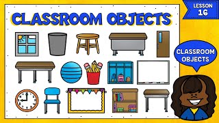 LECCIÓN 16 OBJETOS DEL SALÓN DE CLASES EN INGLÉS  CLASSROOM OBJECTS VOCABULARY [upl. by Neiman]