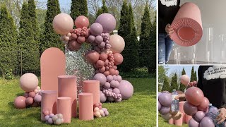 Cylinder Plinths amp Balloon Garland Arch Backdrop [upl. by Nnylarej]