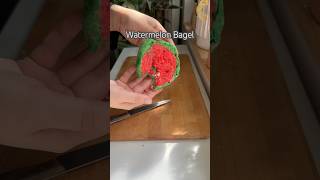 Watermelon Bagel shorts diy baking food bread bagel experiment [upl. by Kung806]