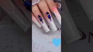 nails colors diseño blanco acrilicas brillos 💙 [upl. by Ameyn]