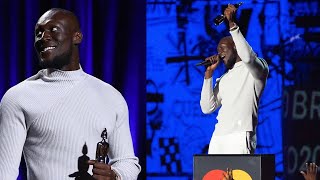 STORMZY EMOTIONAL SPEECH AS HE RECEIVES BRITS AWARD FOR THE BEST SOLO ARTIST britsaward 2020brits [upl. by Jacoby]