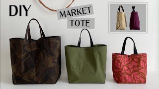 DIY  Market Tote turn one piece of fabric into this gorgeous bag Super easy Beginner friendly [upl. by Tiler]