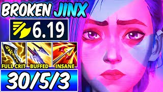 NEW WILDARROWS BUFF MADE JINX BROKEN 619 ATTACK SPEED JINX FULL CRIT ADC Build amp Runes S GAMEPLAY [upl. by Munsey611]