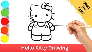 HELLO KITTY DRAWING TUTORIAL EASY FOR KIDS [upl. by Ahsratal526]