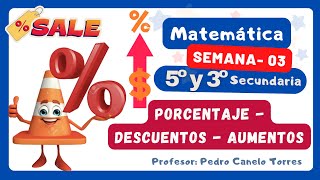 PORCENTAJEDESCUENTOSAUMENTOS  APRENDO EN CASA PARA 3ro Y 5to DE SECUNDARIA [upl. by Eahsat]