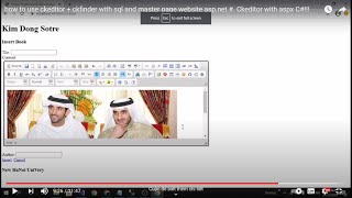 how to use ckeditor  ckfinder with sql and master page website aspnet  Ckeditor with aspx C [upl. by Irma227]