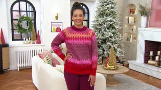 Denim amp Co Signature Fair Isle Mock Neck Sweater on QVC [upl. by Robinet]