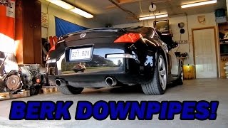 Nissan 350Z Stock Exhaust vs Berk Downpipes  StartUp amp Revs [upl. by Auria]