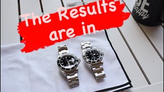 Results of the PreCeramic Rolex Submariner 14060m vs 16610 comparison [upl. by Adnilab]