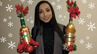 COMO DECORAR BOTELLAS  NAVIDEÑAS ♥♥♥ DIY CHRISTMAS BOTTLES ♥♥♥ Andy Lo [upl. by Eilsew]