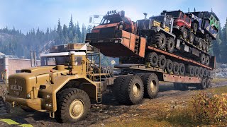 SnowRunner  Incredible Heavy Overload 5 Truck  Loading On Berliet T100 6x6 Low Loader Trailer [upl. by Gerbold]