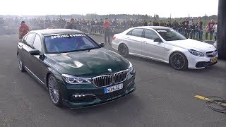 MercedesBenz E63 AMG vs Alpina BMW B7 BiTurbo [upl. by Keram]