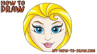 How to draw Elsa EASY Face Badge  Easy stepbystep drawing tutorial [upl. by Valaria]